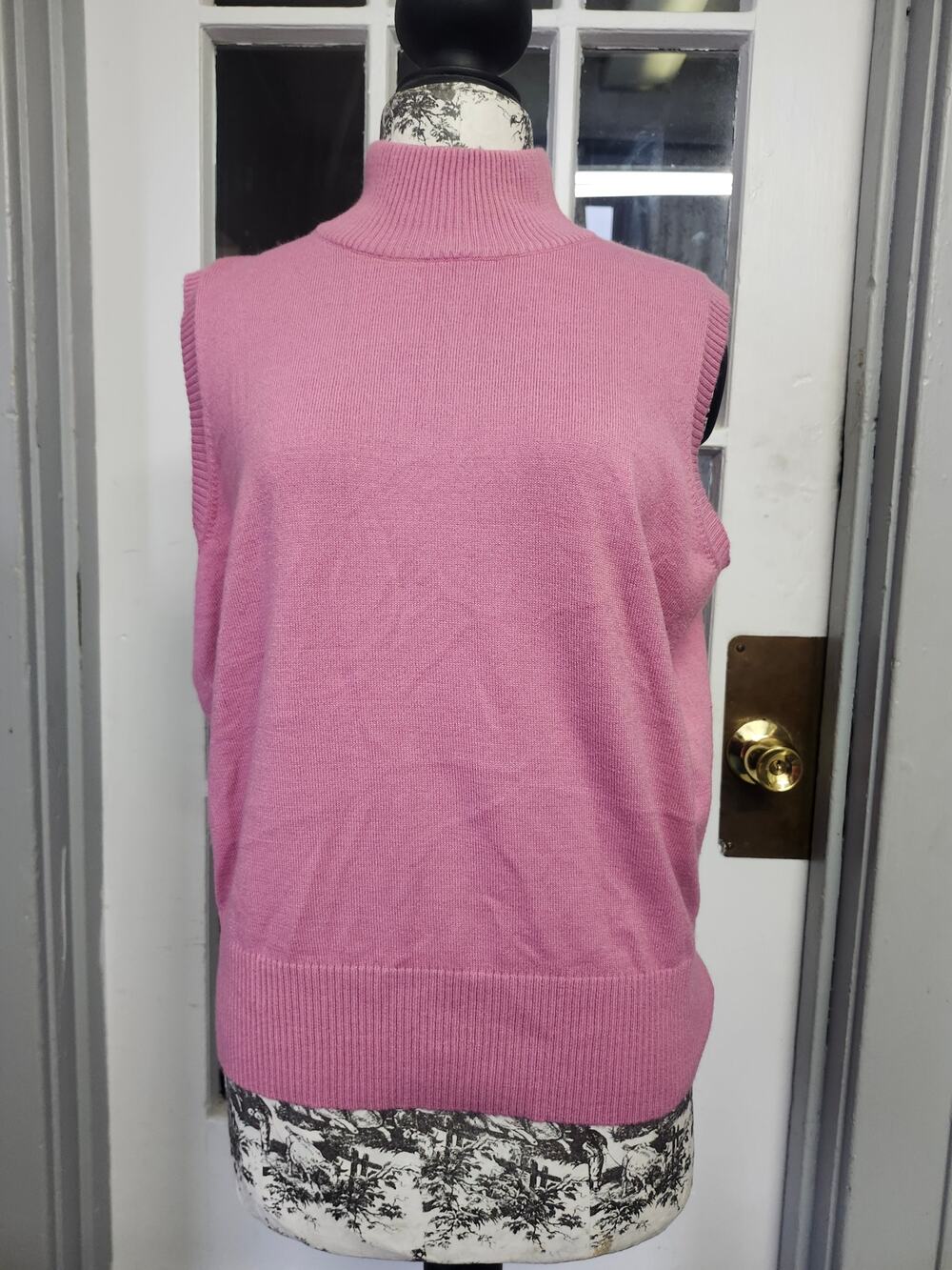 Field Gear mock-neck sleeveless pink summer sweater xl y2k